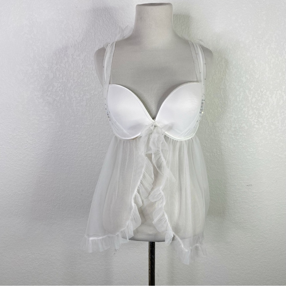 Victoria’s Secret White Sheer Sexy Little Things Teddy Chemise